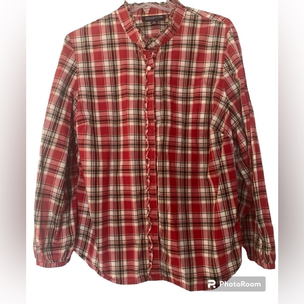 Jones New York plaid‎ work career button down. Size 1X